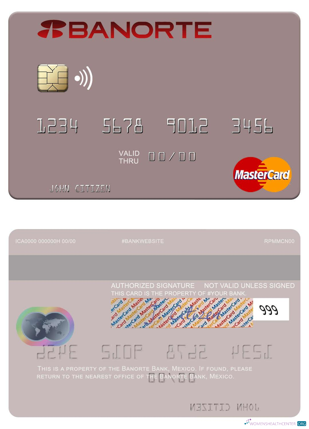 Download Mexico Banorte Bank mastercard Photoshop template